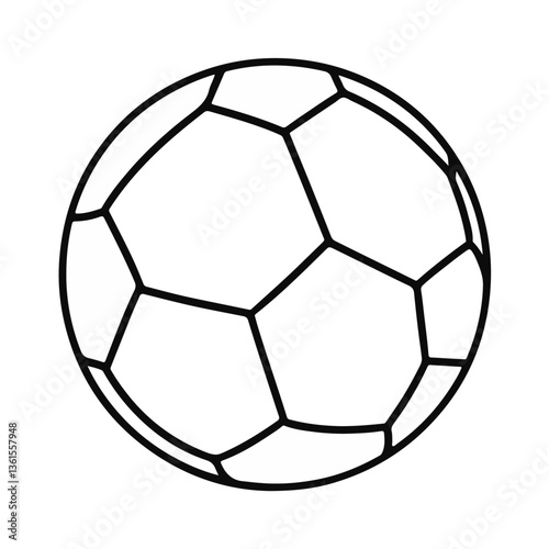 Soccer ball illustration in outline style on white background  