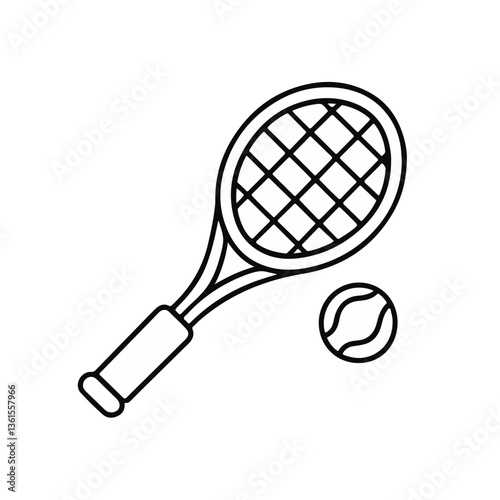 Tennis Racket and Ball in Minimalist Design  