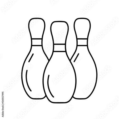 Bowling pins outline illustration in black and white  