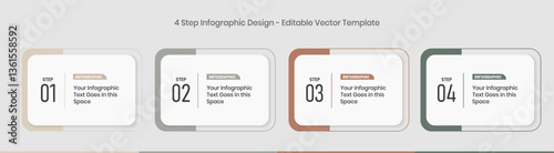 4 Steps Infographics Design editable Template, Graph, Pie chart, workflow layout, horizontal rectangular box diagram, report, business presentation graphic elements, step by step process diagram