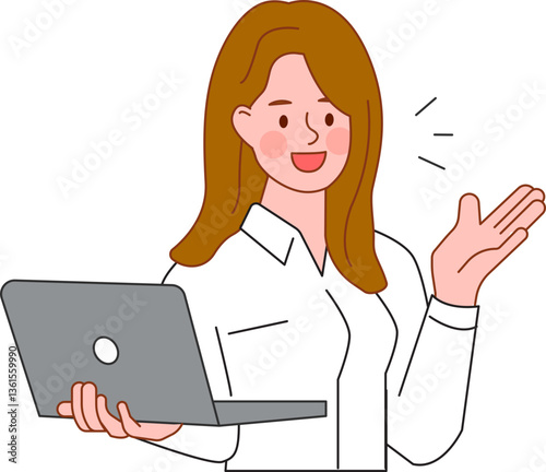 talking business woman with laptop