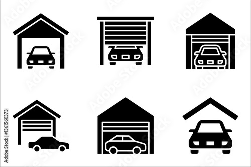 Car garage icon set, auto garage, vector illustration on white background