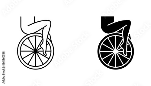 Unicycle icon set, Monocycle icon, juggler cycle thin line vector illustration on white background
