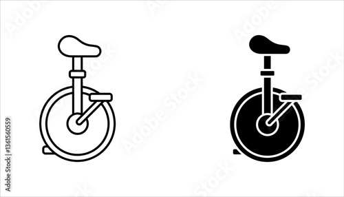 Unicycle icon set, Monocycle icon, juggler cycle thin line vector illustration on white background