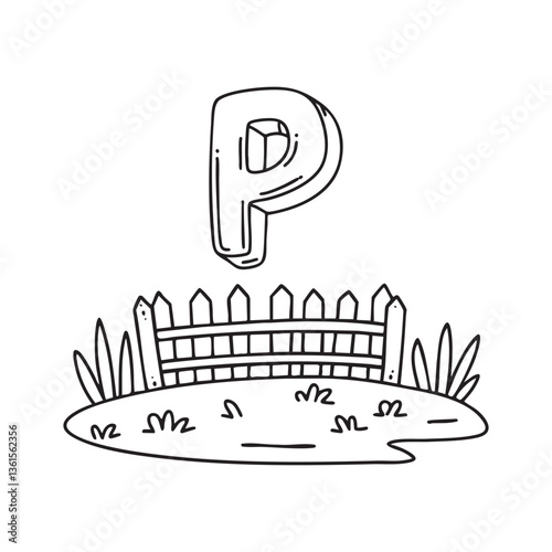 An illustration of letter P stand for paddock