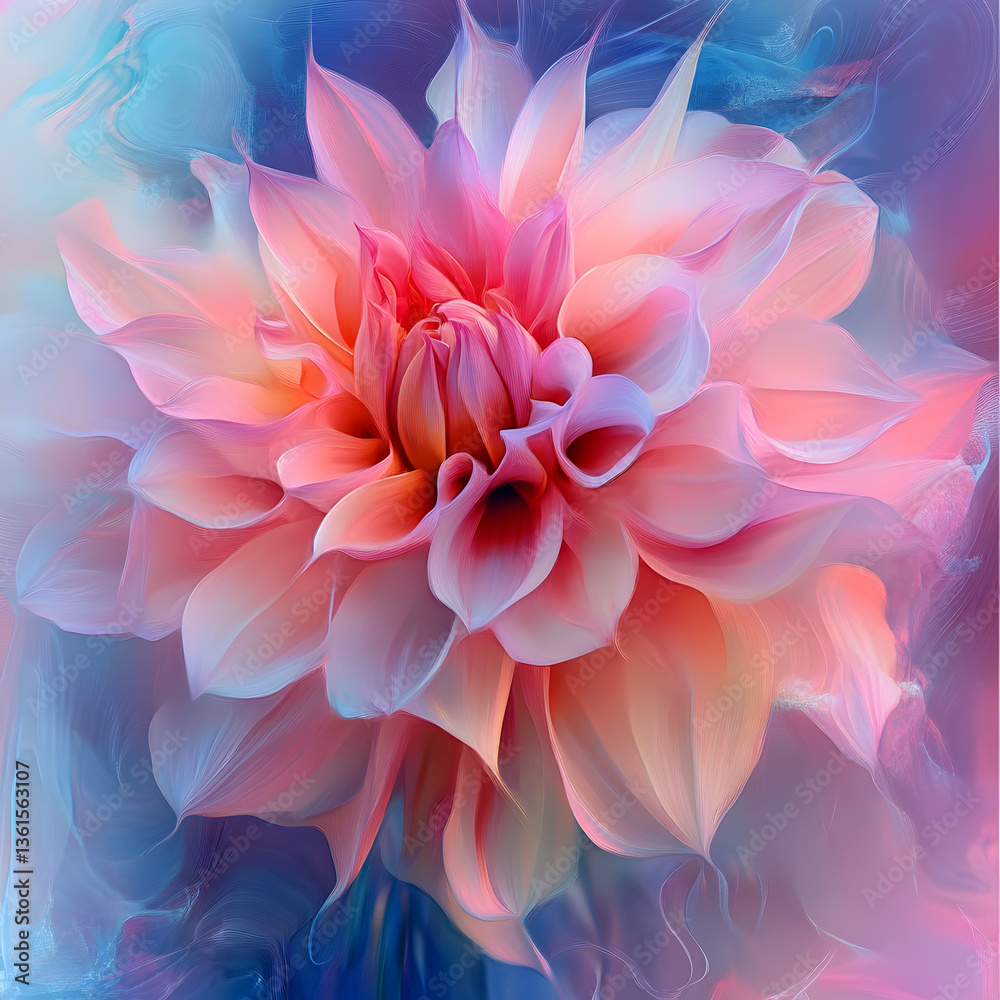 Obraz premium Vibrant blooming flower nature digital art colorful background close-up beauty and serenity