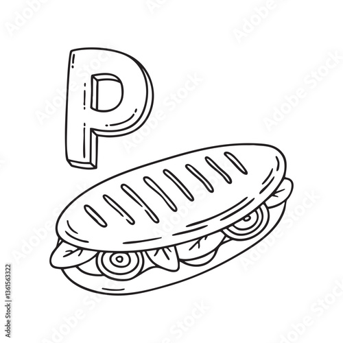 An illustration of letter P stand for panini