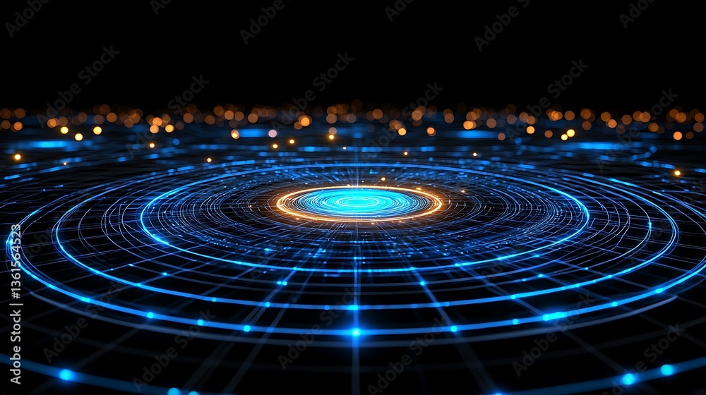 Fototapeta premium Digital Platform Circles Night