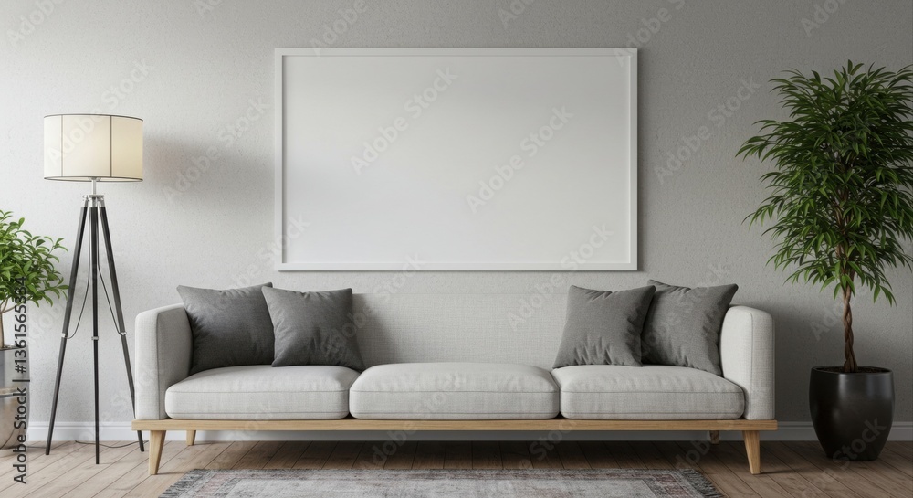 Modern living room with empty frame. Modern living room with empty frame.