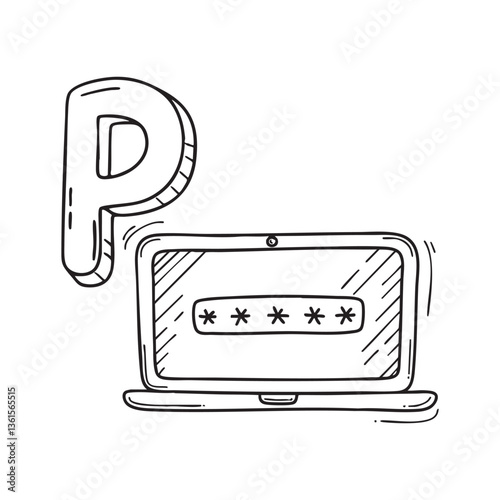 An illustration of letter P stand for password