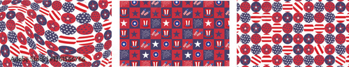 Independence day of America festive seamless pattern. Creative abstract geometric shape background for 4th of july trendy man women design with colorful shapes. Simple and playful doodle wallpaper pr