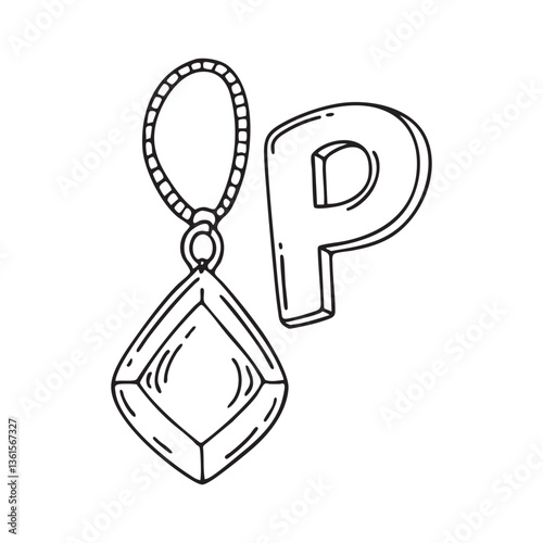 An illustration of letter P stand for pendant