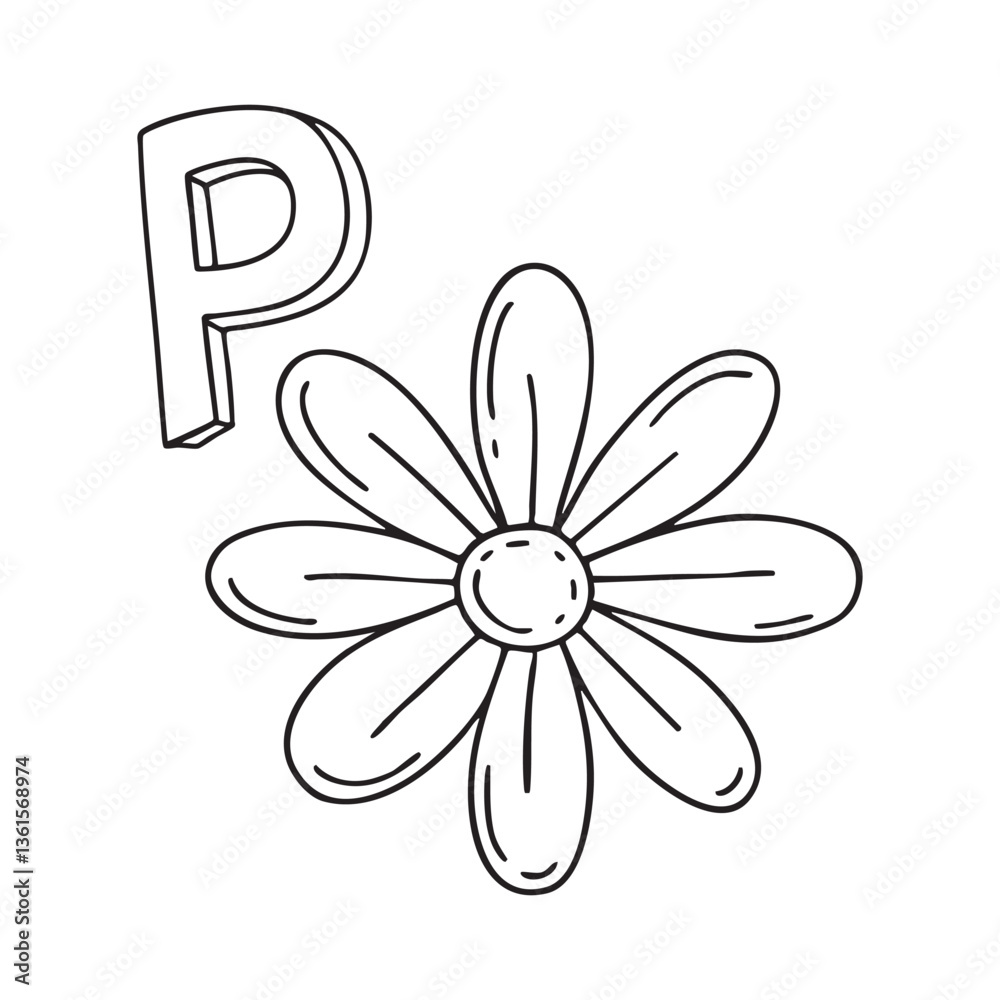 An illustration of letter P stand for petal An illustration of letter P stand for petal