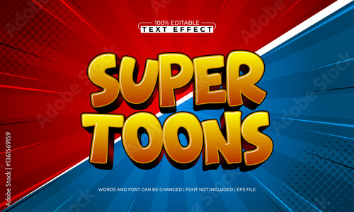 super toons editable text effect with a comic and cartoon text style
