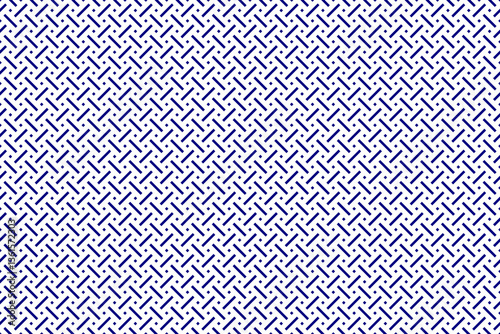 Seamless abstract geometric weaving imitation pattern with blue element on white background. Vector illustration, for masculine shirt lady dress cloth textile cover wallpaper decoration summer casual 