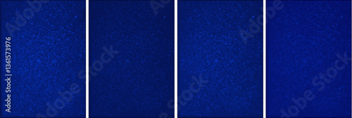 Halftone Screen Backgrounds in Vivid Blue. Set of 4 Various Halftone patterns derived from scans of spray paint on paper.