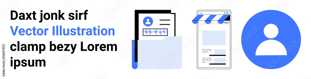 Documents with profile image, storefront-inspired webpage, blue user avatar. Ideal for identity management, e-commerce, personal branding, digital profiles, online services, professional Documents with profile image, storefront-inspired webpage, blue user avatar. Ideal for identity management, e-commerce, personal branding, digital profiles, online services, professional