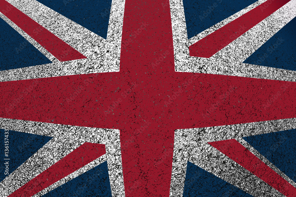 Fototapeta premium Drapeau anglais sur asphalte 