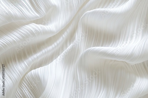 Soft, white, pleated fabric draped in elegant folds
