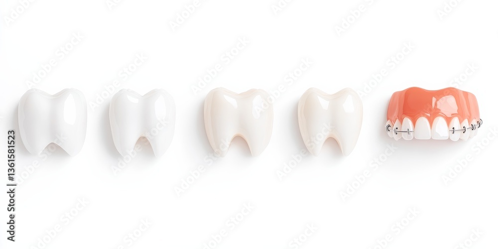 Dental models showcased in a sterile presentation, emphasizing tooth health. The image captures dental care concepts. 