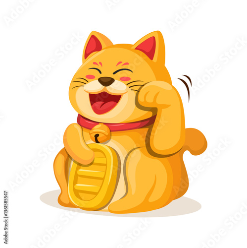 Maneki Neko Mascot Cartoon Illustration Vector