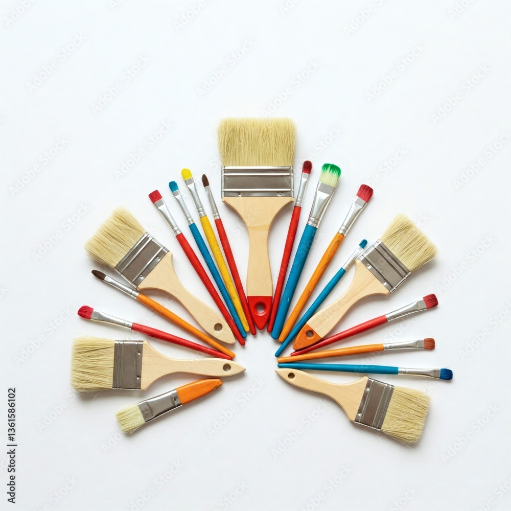 Obraz premium Paint brushes in the shape of a heart on a white background
