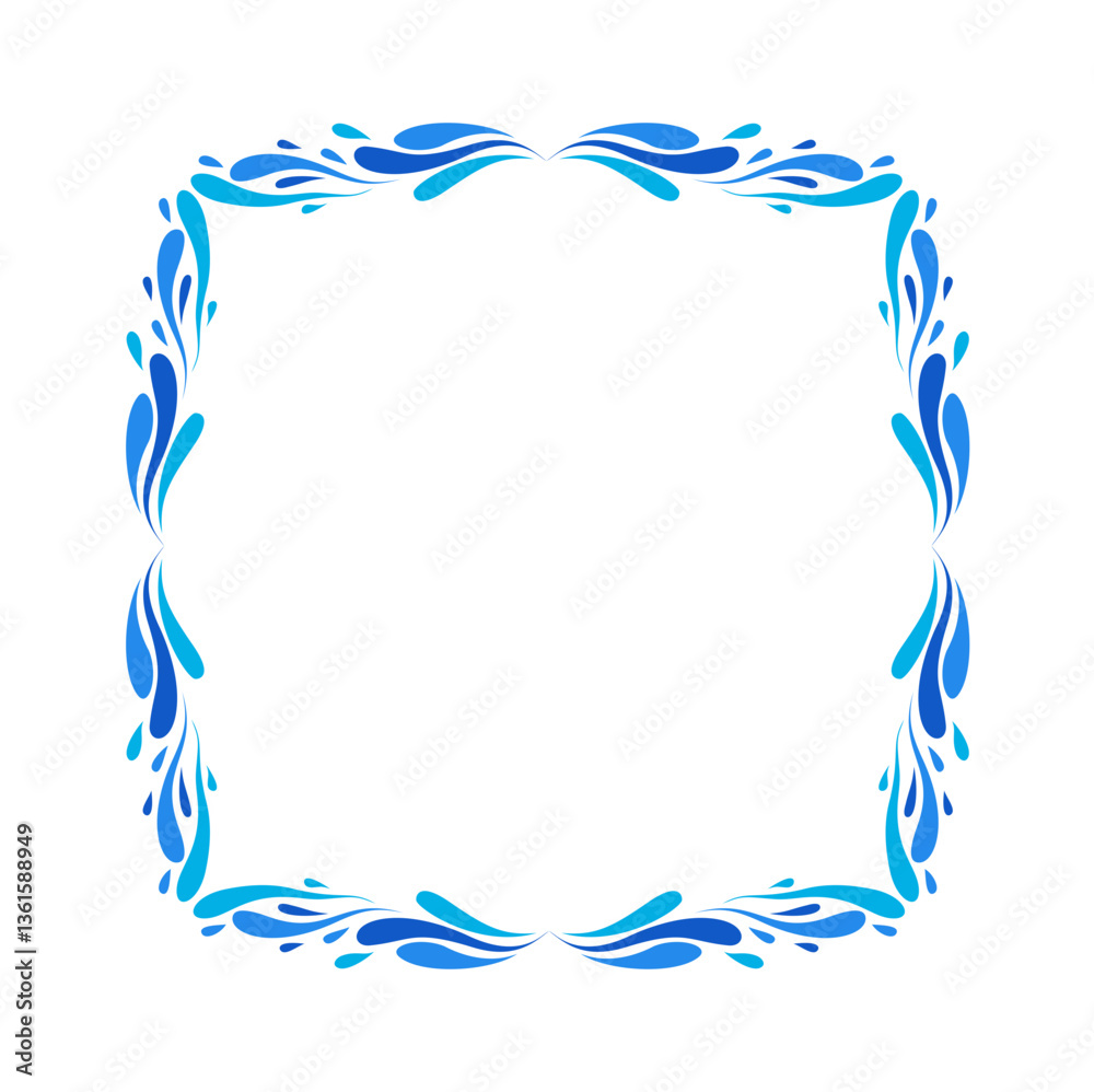 Abstract Water Splash Frame Vector Design. Blue Liquid Wave Border Decoration Abstract Water Splash Frame Vector Design. Blue Liquid Wave Border Decoration
