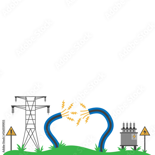 Illustration of Electrical Infrastructure and Broken Cable