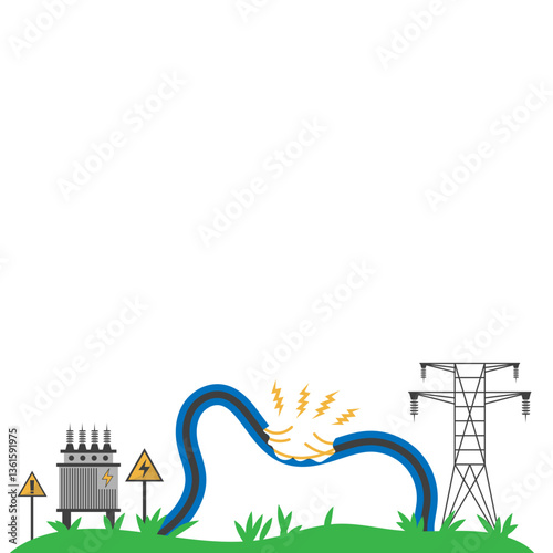Illustration of Electrical Infrastructure and Broken Cable
