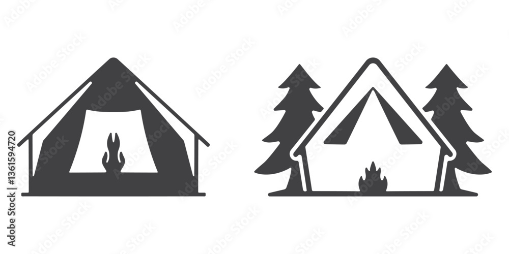 Tent Icons Silhouette Vector Set Tent Icons Silhouette Vector Set