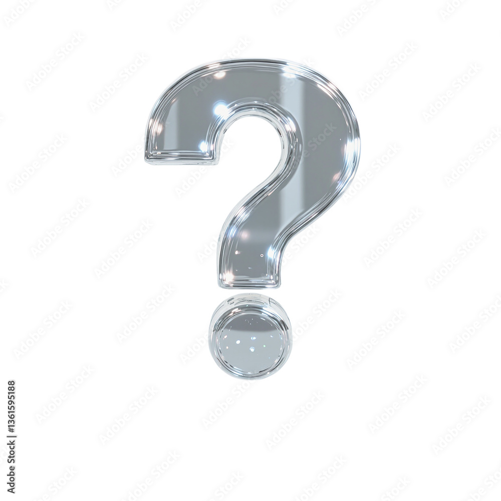 Naklejka premium Futuristic holographic question mark symbolizing technology and curiosity floating on a white digital backdrop