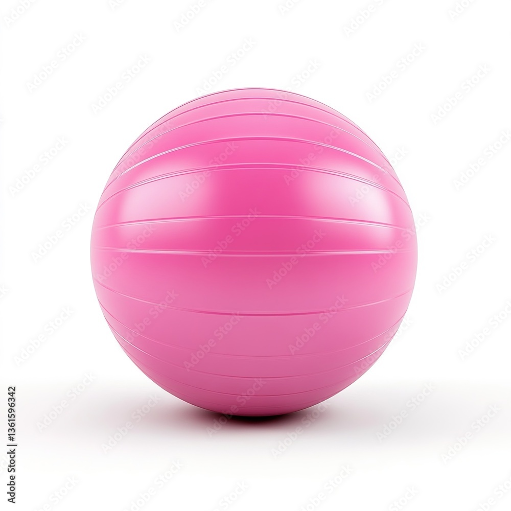 Pink fitness ball isolated on white background 3d rendering Pink fitness ball isolated on white background 3d rendering
