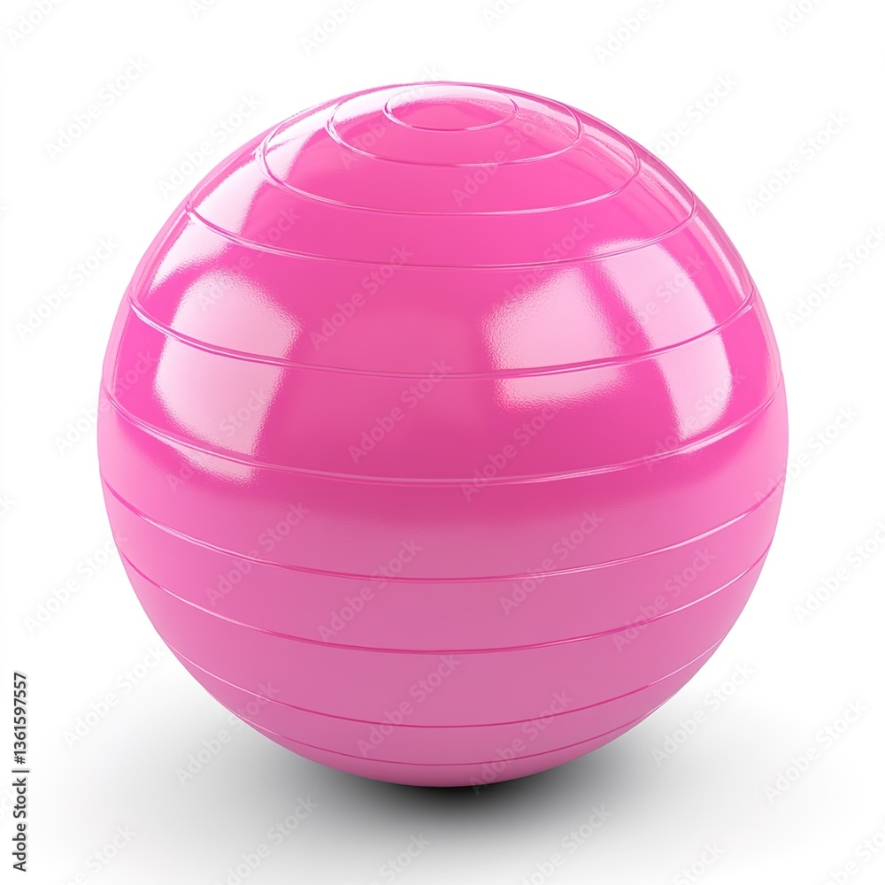 Pink fitness ball isolated on white background 3d rendering Pink fitness ball isolated on white background 3d rendering
