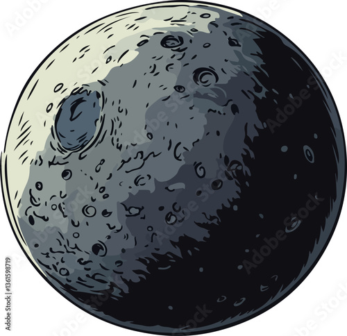 Illustration of a Detailed Moon
