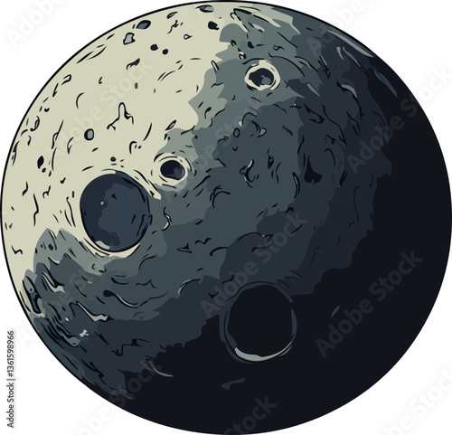 Illustration of a Detailed Moon