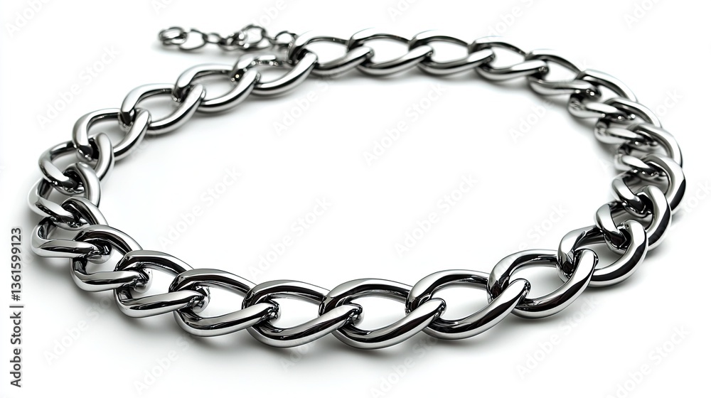 Fototapeta premium Sleek Silver Chain Necklace: Modern Jewelry, Bold Statement Piece