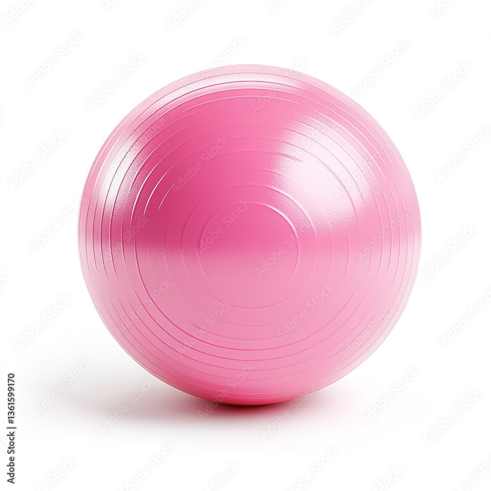 Obraz premium Pink fitness ball isolated on white background 3d rendering