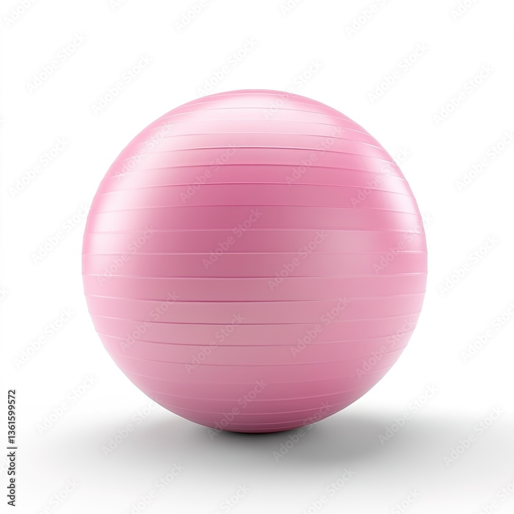 Pink fitness ball isolated on white background 3d rendering Pink fitness ball isolated on white background 3d rendering
