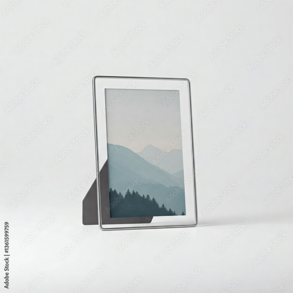 Fototapeta premium Tablet PC with mountains on a white background. 3d rendering