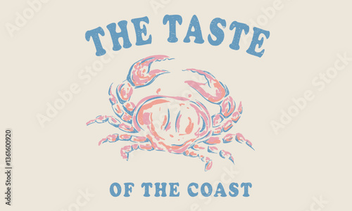 Fish vintage artwork. Crab fish artwork for t shirt print, poster, sticker and other uses.