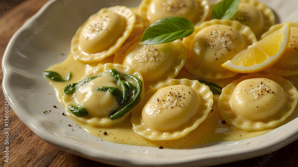 Handmade Ricotta Spinach Ravioli with Creamy Lemon Sauce and Parmesan Handmade Ricotta Spinach Ravioli with Creamy Lemon Sauce and Parmesan