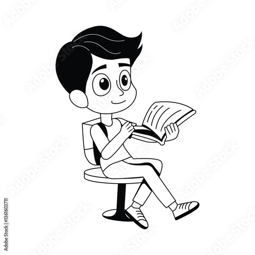 Reading Previous Chapter Vector Style Outline illustration. Eps 10 File 