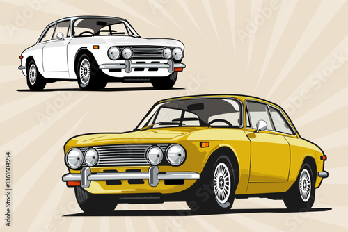 yellow car classic speed logo icon design vector	