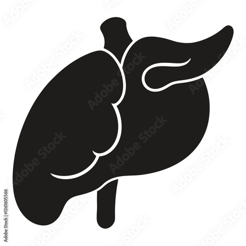 Black Silhouette of Human Pancreas with Simple Outline - Minimalistic Vector Design for Pancreatic Health and Function