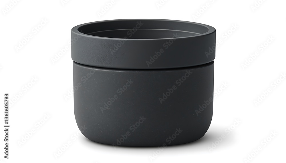 Dark gray cylindrical planter with a subtle lip. Dark gray cylindrical planter with a subtle lip.