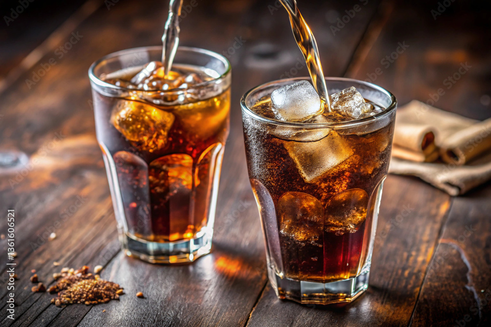 glass of cola with ice glass of cola with ice
