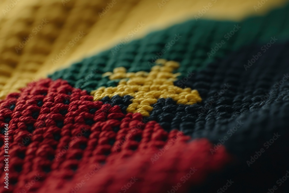Fototapeta premium Closeup of colorful crocheted fabric