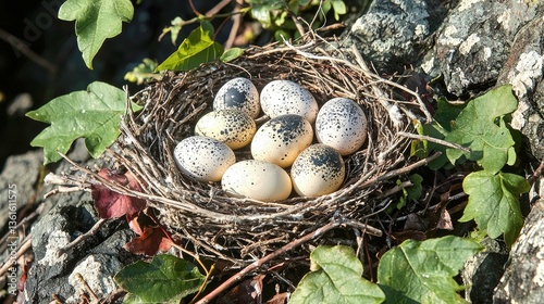 Speckled Bird Eggs in a Nest: A Close-Up Look at Nature's Wonders