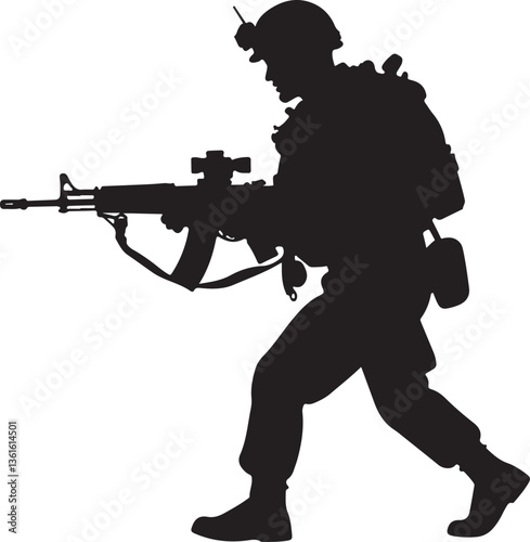 Soldier Saluting Tank Silhouette