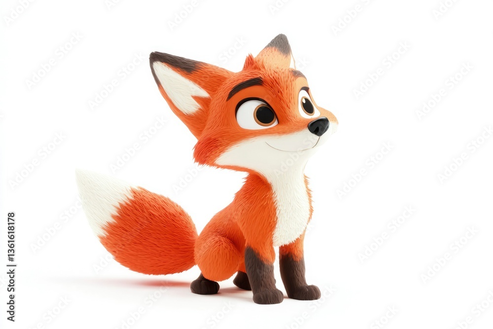 Cute cartoon fox looking up Cute cartoon fox looking up
